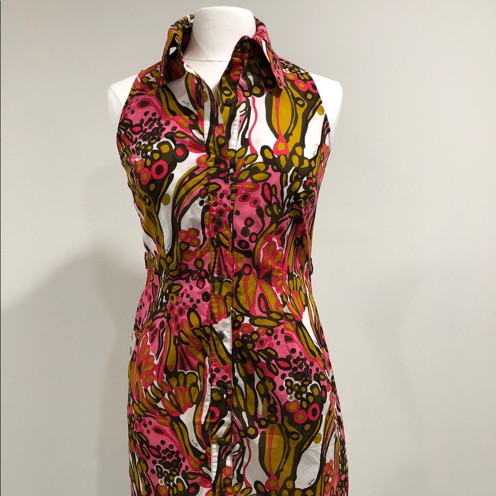 Milly NY Sleeveless Shirt Dress Paisley Button Up